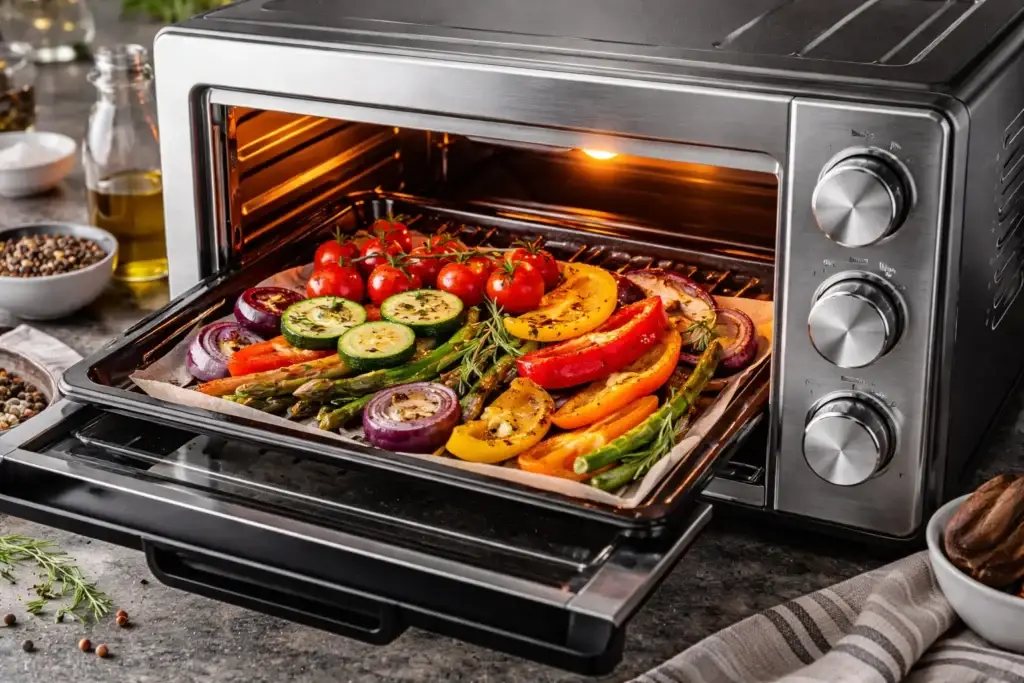 Healthy vegetable toasting using Cuisinart toaster oven grill function