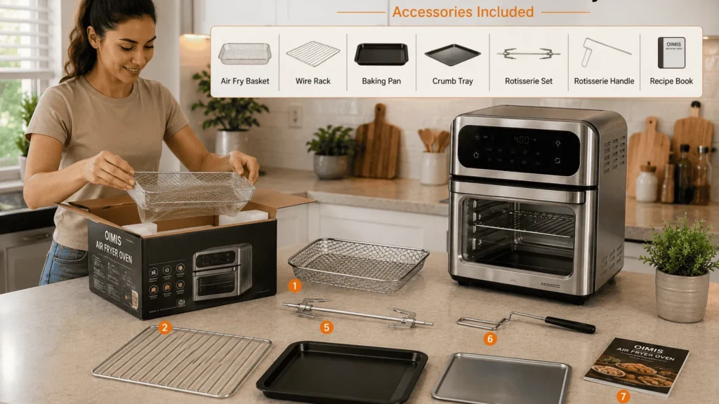 Accessories of OIMIS Smart Stainless Steel Air Fryer Oven
