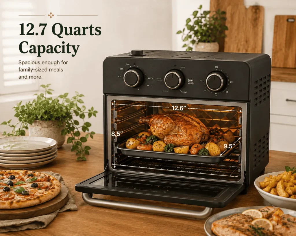 2.7 quarts capacity of our Place Wonder Oven & Essentials Kit