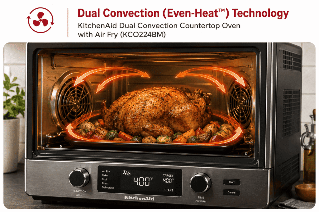 Dual Convection of KitchenAid KCO224BM Dual Convection Countertop Oven with Air Fryer