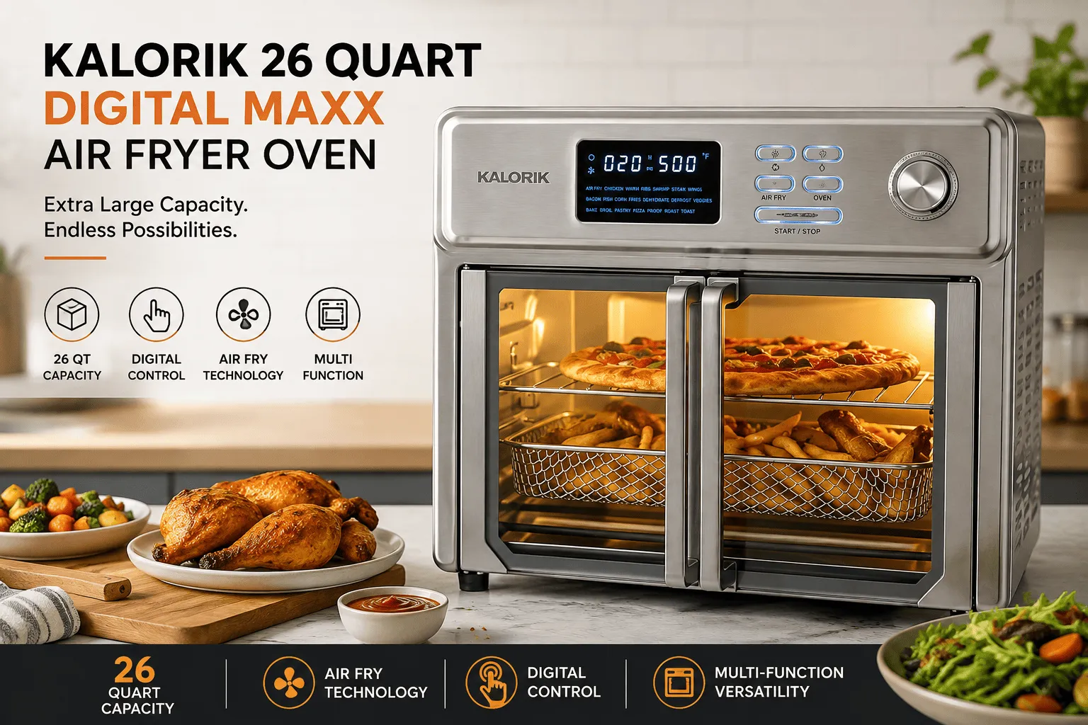 Feature image of Kalorik 26 Quart Digital Maxx Air Fryer Oven