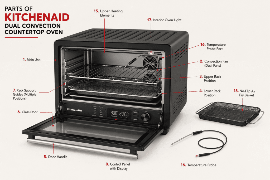 Parts of KitchenAid KCO224BM Dual Convection Countertop Oven with Air Fryer