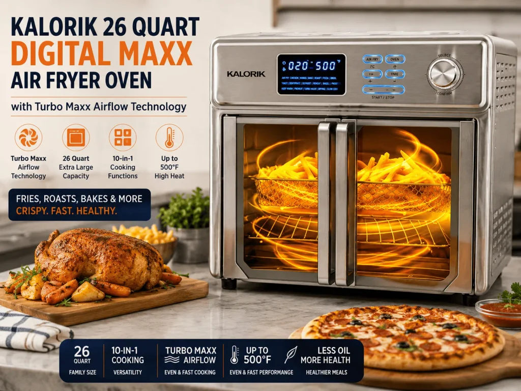 Image show the Turbo Maxx Airflow Technology of  Kalorik  Oven