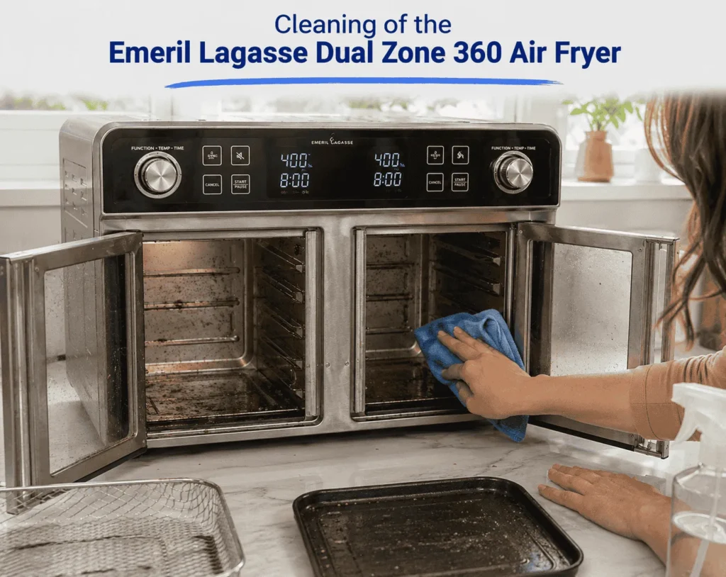 cleaning of Emeril Lagasse Dual Zone 360 Air Fryer Oven