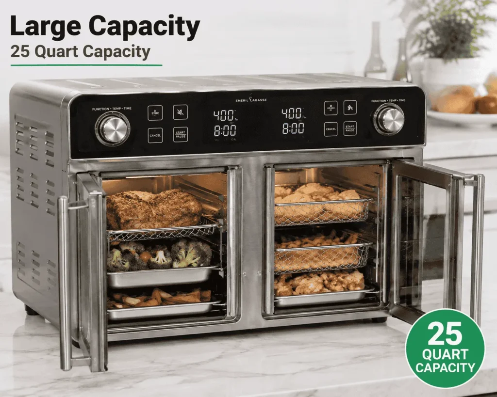 25-quart capacity of oven
